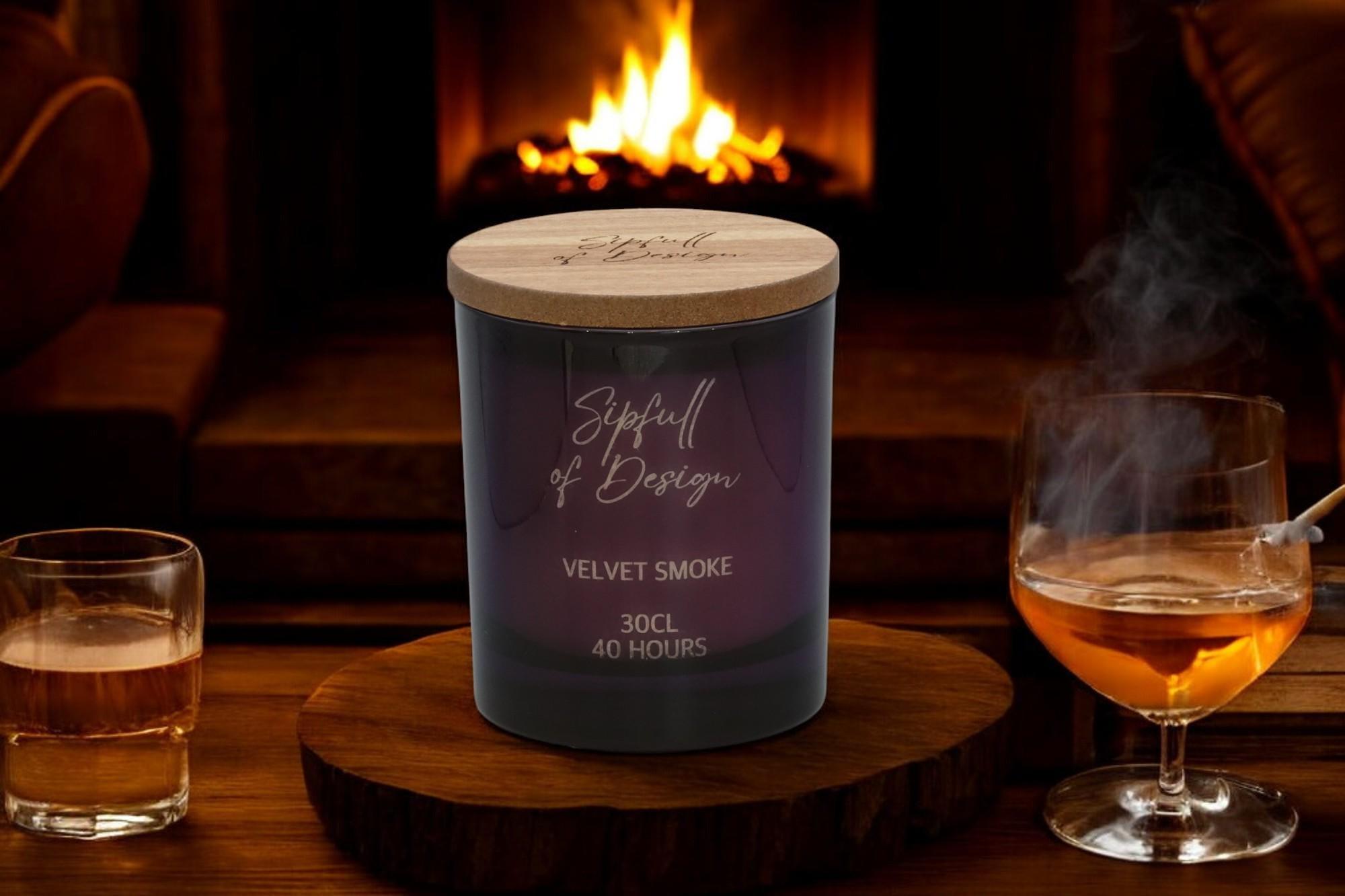 Velvet Smoke Luxury Scented Natural Wax Personalised Candle - 40+ hours burn time - Sipfull of Design