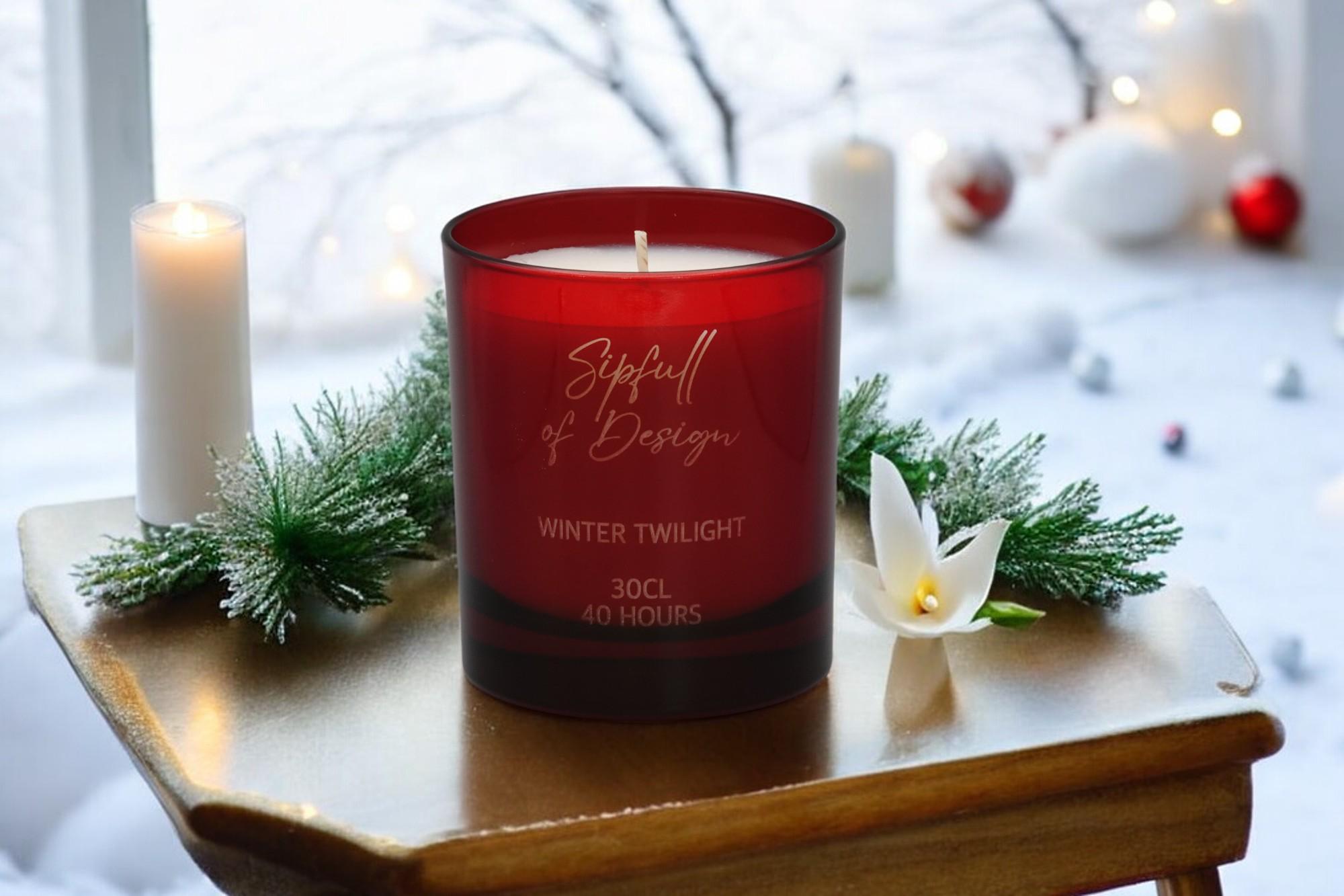 Winter Twilight Luxury Scented Natural Wax Personalised Candle - 40+ hours burn time - Custom Message - Sipfull of Design