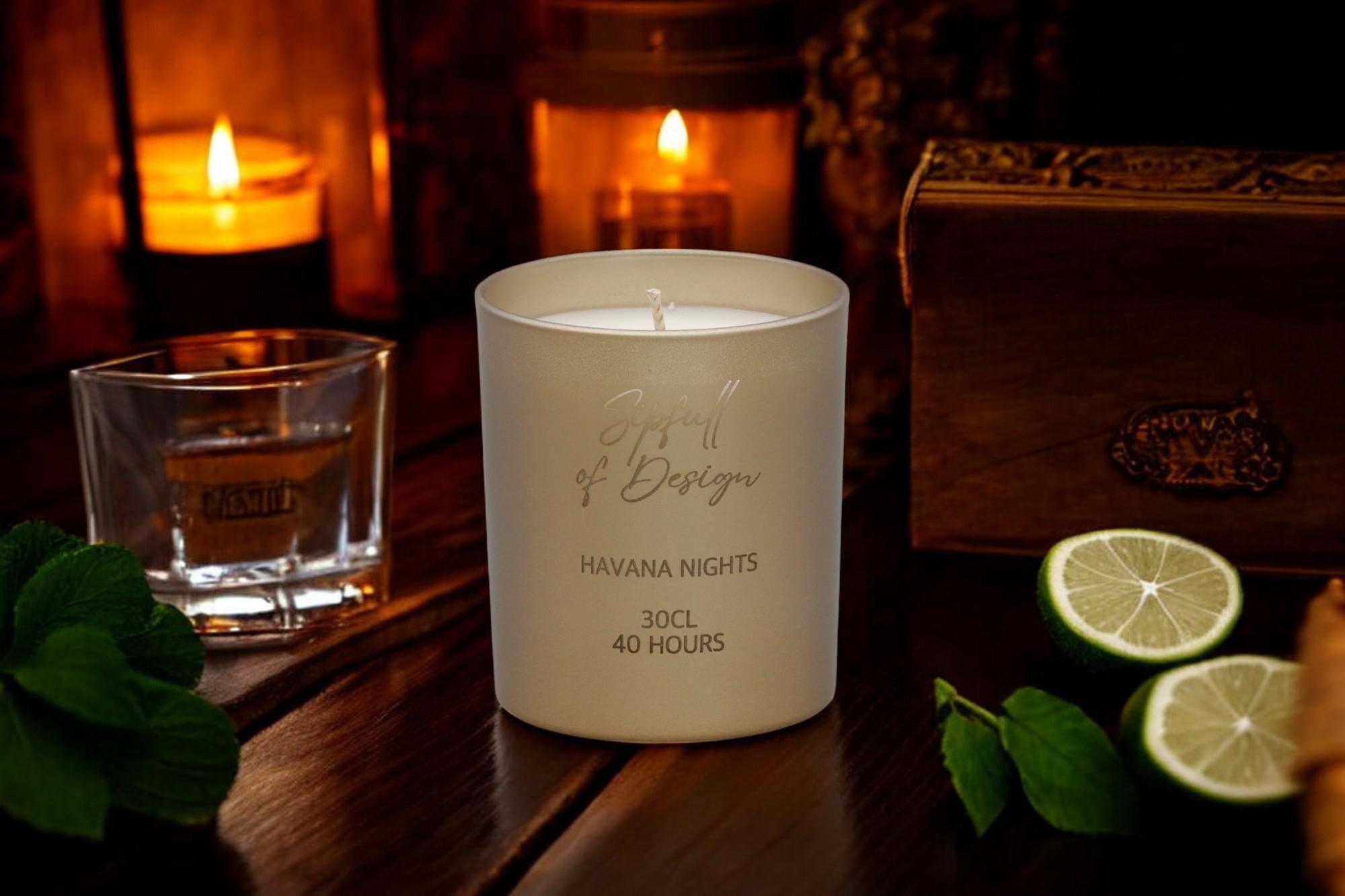 Smoked Oak & Citrus Luxury Scented Natural Wax Personalised Candle - 40+ hours burn time - Sipfull of Design