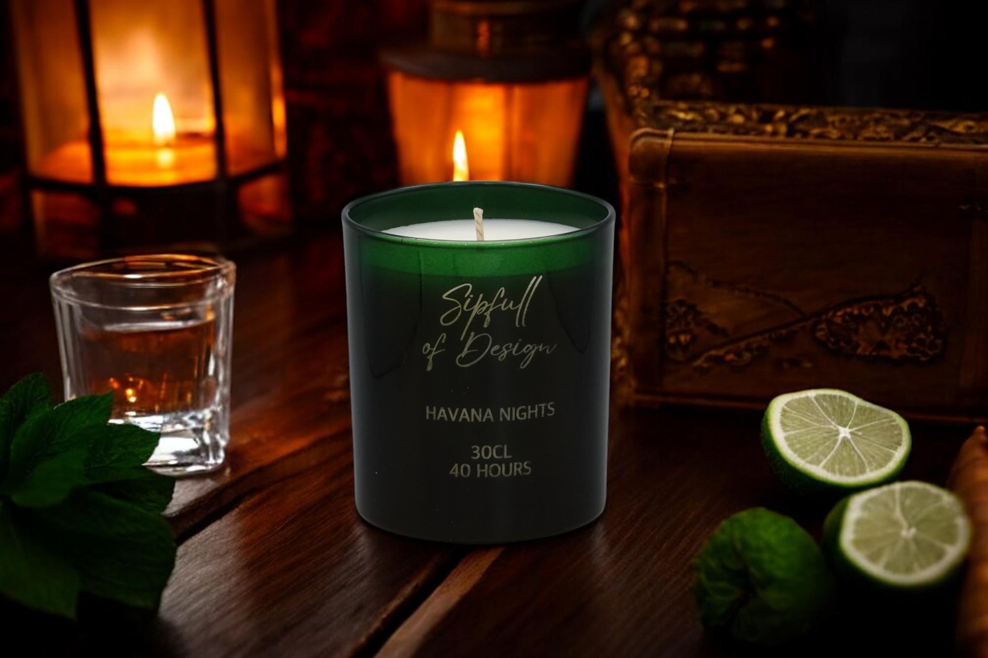Smoked Oak & Citrus Luxury Scented Natural Wax Personalised Candle - 40+ hours burn time - Sipfull of Design