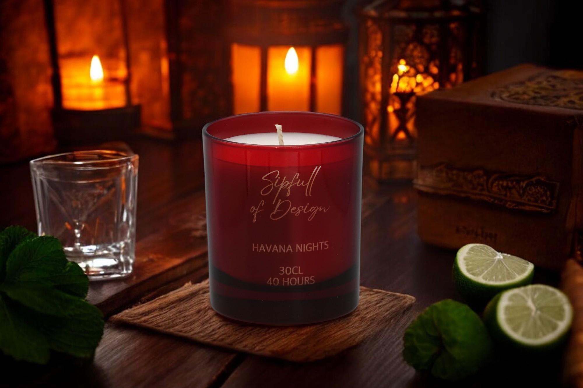 Smoked Oak & Citrus Luxury Scented Natural Wax Personalised Candle - 40+ hours burn time - Sipfull of Design