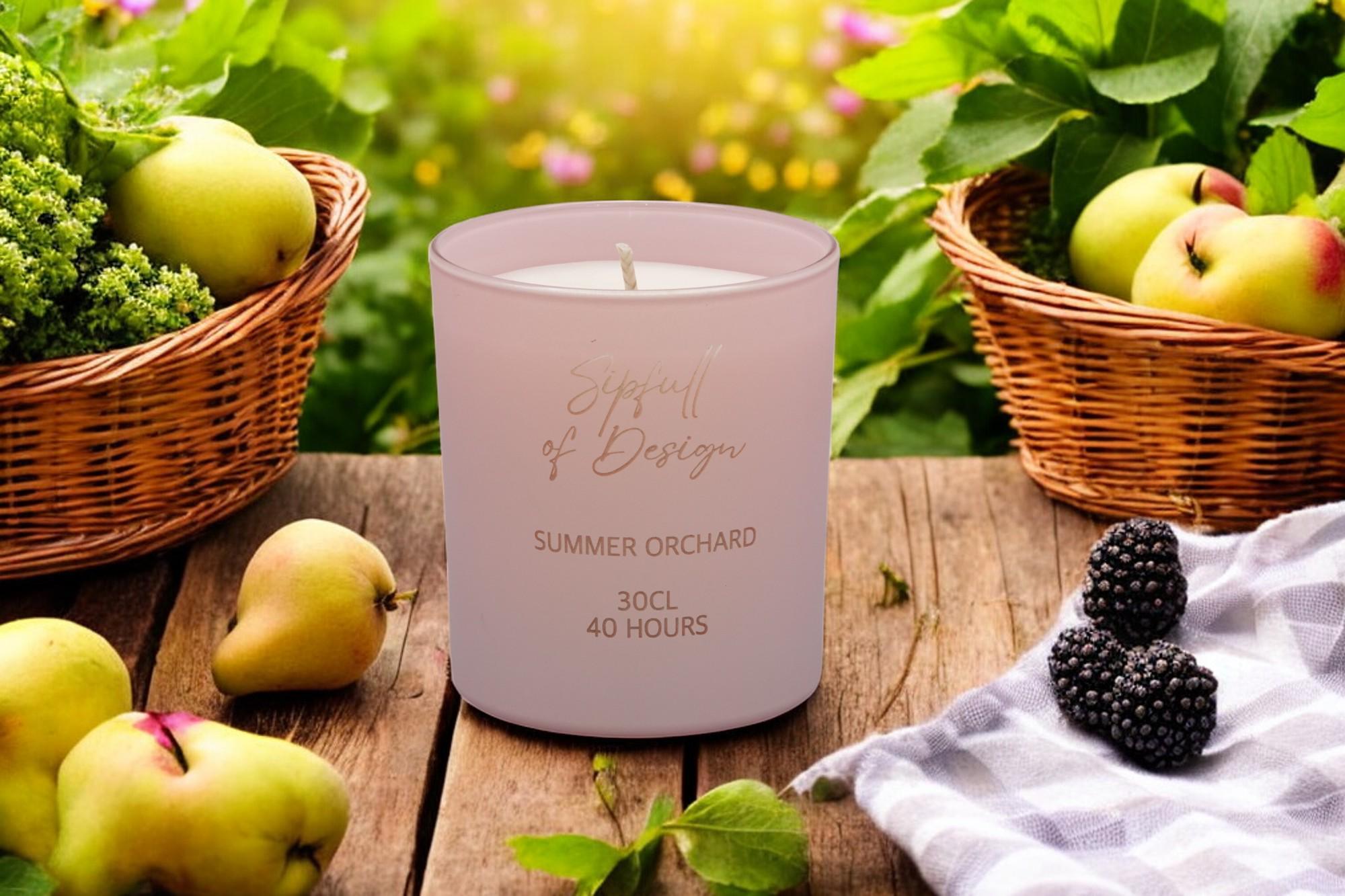 Summer Orchard Luxury Scented Natural Wax Personalised Candle - 40+ hours burn time - Sipfull of Design