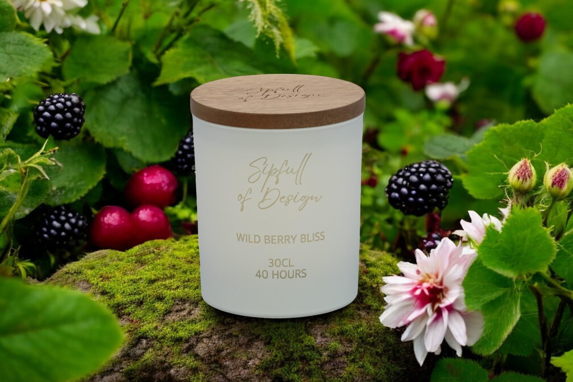 Wild Berry Bliss Luxury Scented Natural Wax Personalised Candle - 40+ hours burn time - Sipfull of Design