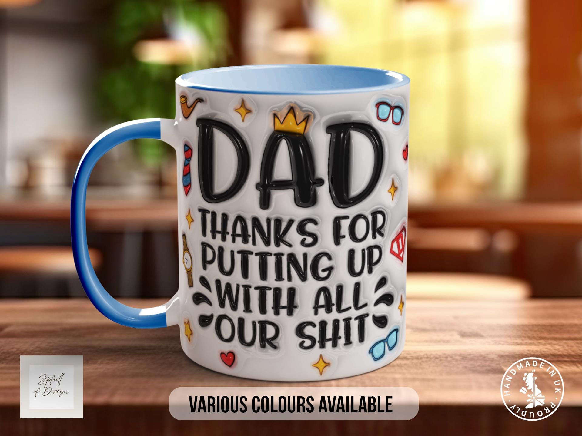 Personalised Daddy’s Little Shits Mug, Funny Custom Dad Gift, Add Kids’ Names & Emojis, Father’s Day Coffee Cup