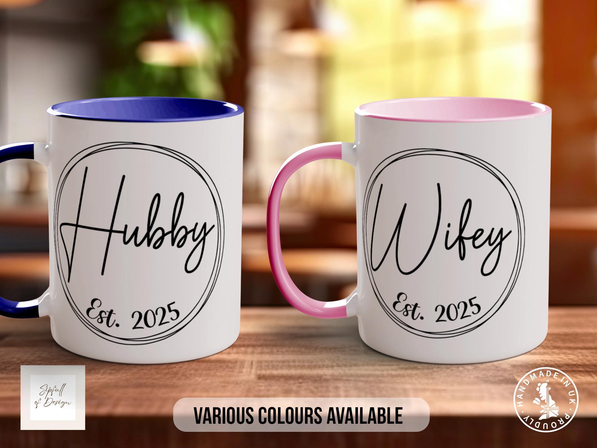 Wifey And Hubby Est 2025 Wedding Coloured Mug - Sipfull of Design