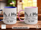 Mr & Mrs Personalised Est 2025 Wedding Coloured Mug - Sipfull of Design