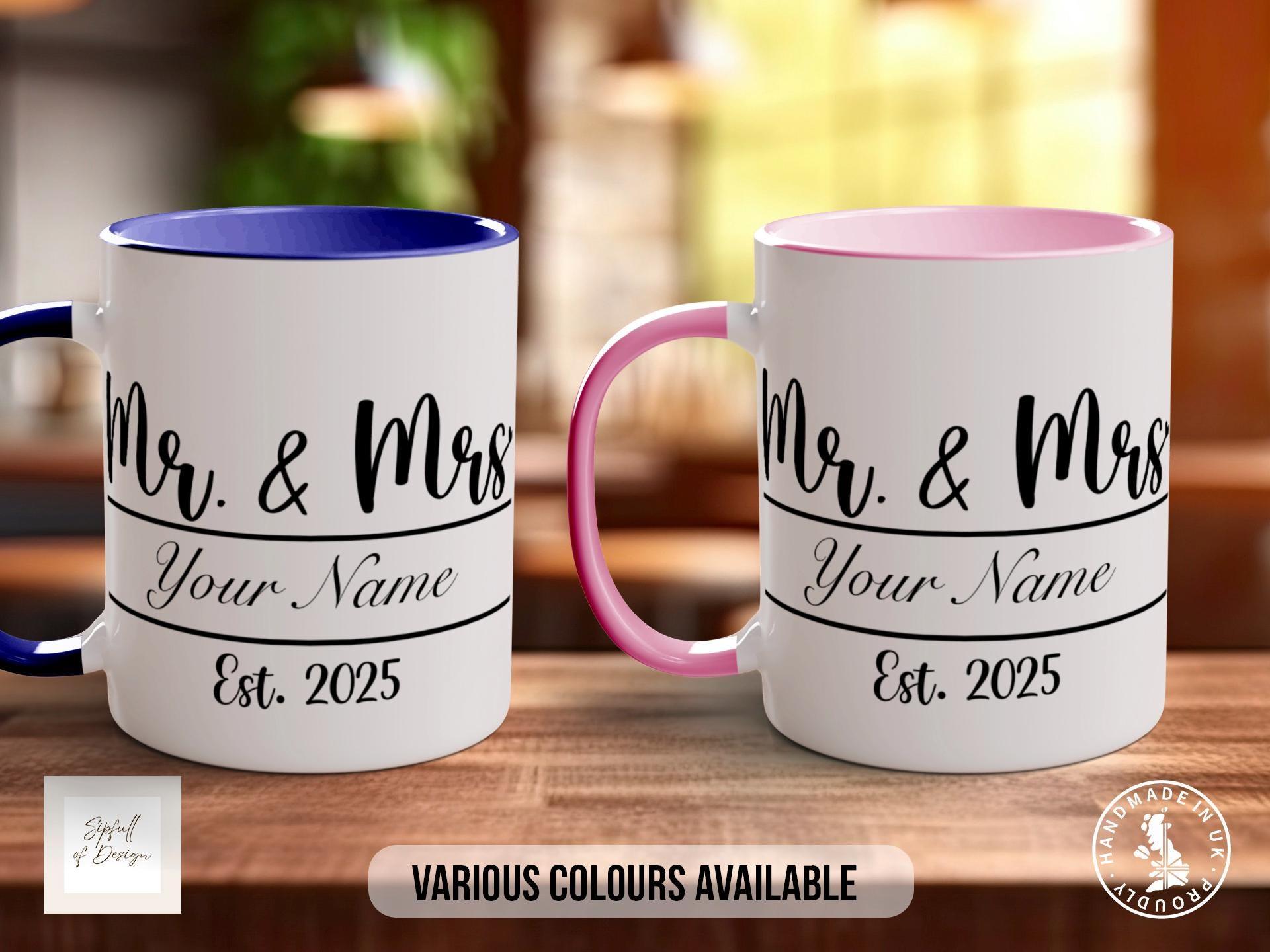 Mr & Mrs Personalised Est 2025 Wedding Coloured Mug - Sipfull of Design