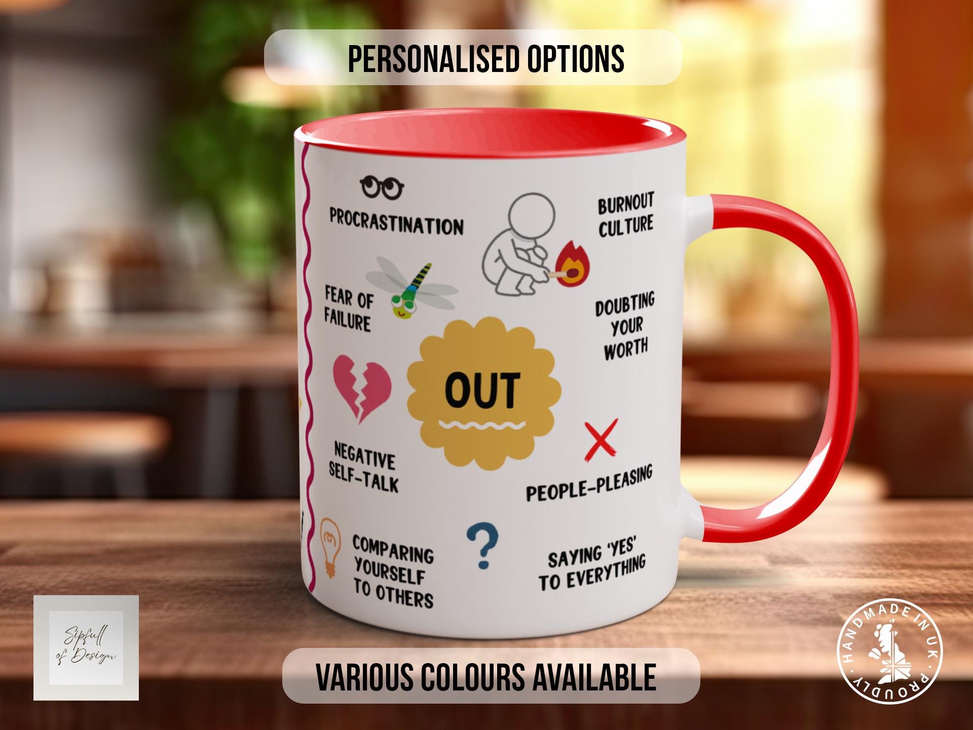 Motivational In And Out Inspirational Quote Mug, Motivational Coloured Mug, Uplifting Mug of Positivity, Inspirational Gift Idea
