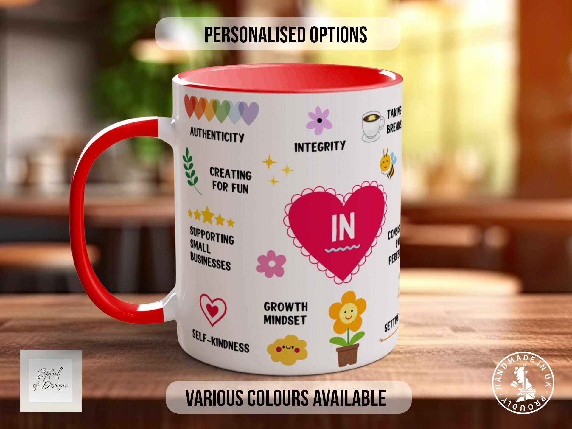 Motivational In And Out Inspirational Quote Mug, Motivational Coloured Mug, Uplifting Mug of Positivity, Inspirational Gift Idea