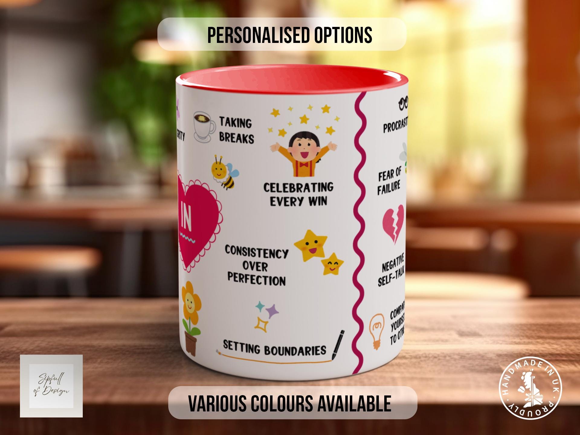 Motivational In And Out Inspirational Quote Mug, Motivational Coloured Mug, Uplifting Mug of Positivity, Inspirational Gift Idea