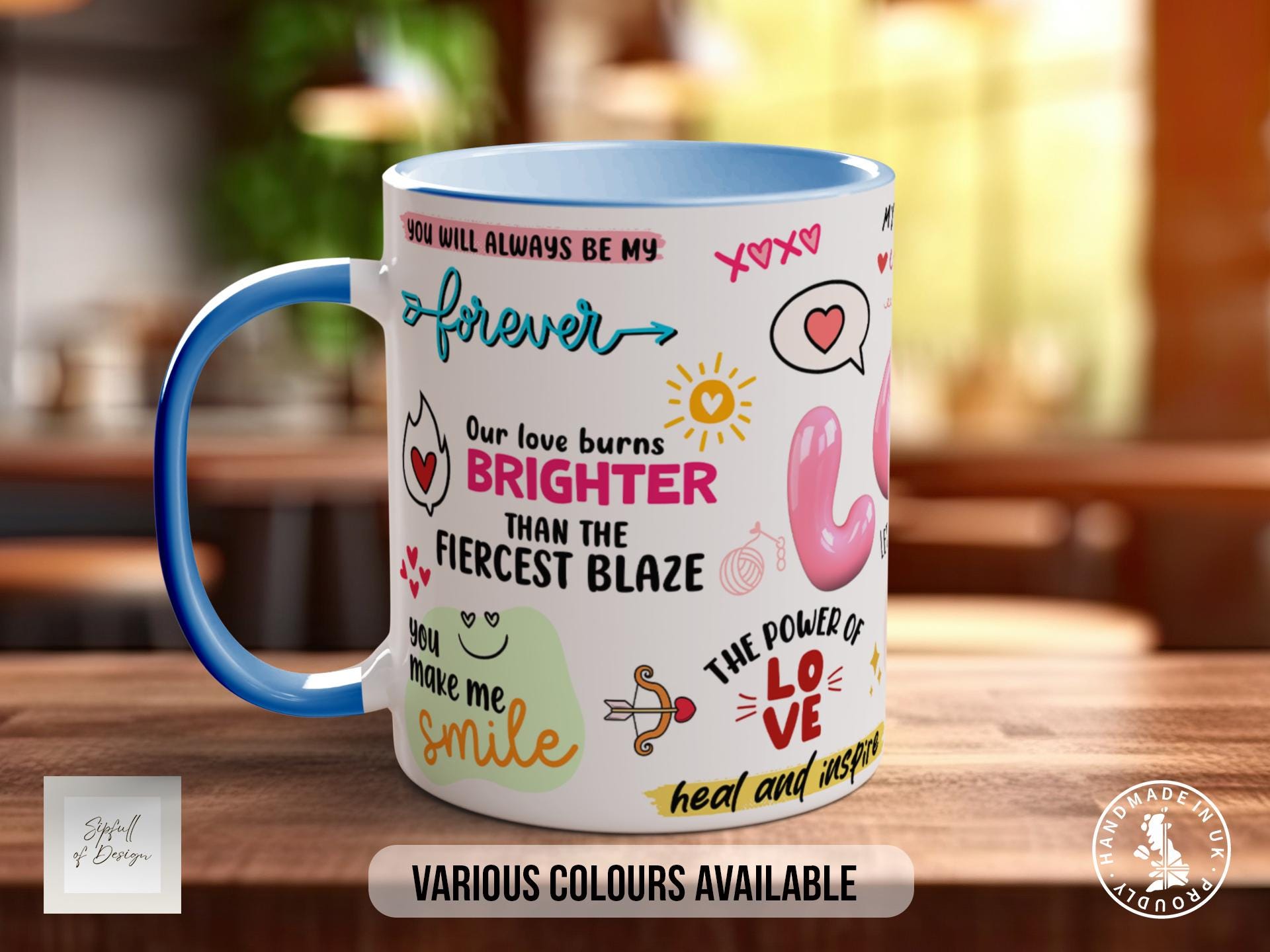 Love Mug, Motivational Coloured Mug, Uplifting Mug of Positivity, Inspirational Gift Idea