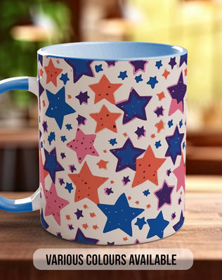 Colourful Stars Pattern Full Wrap Coloured Art Mug - Design 11 - Sipfull of Design