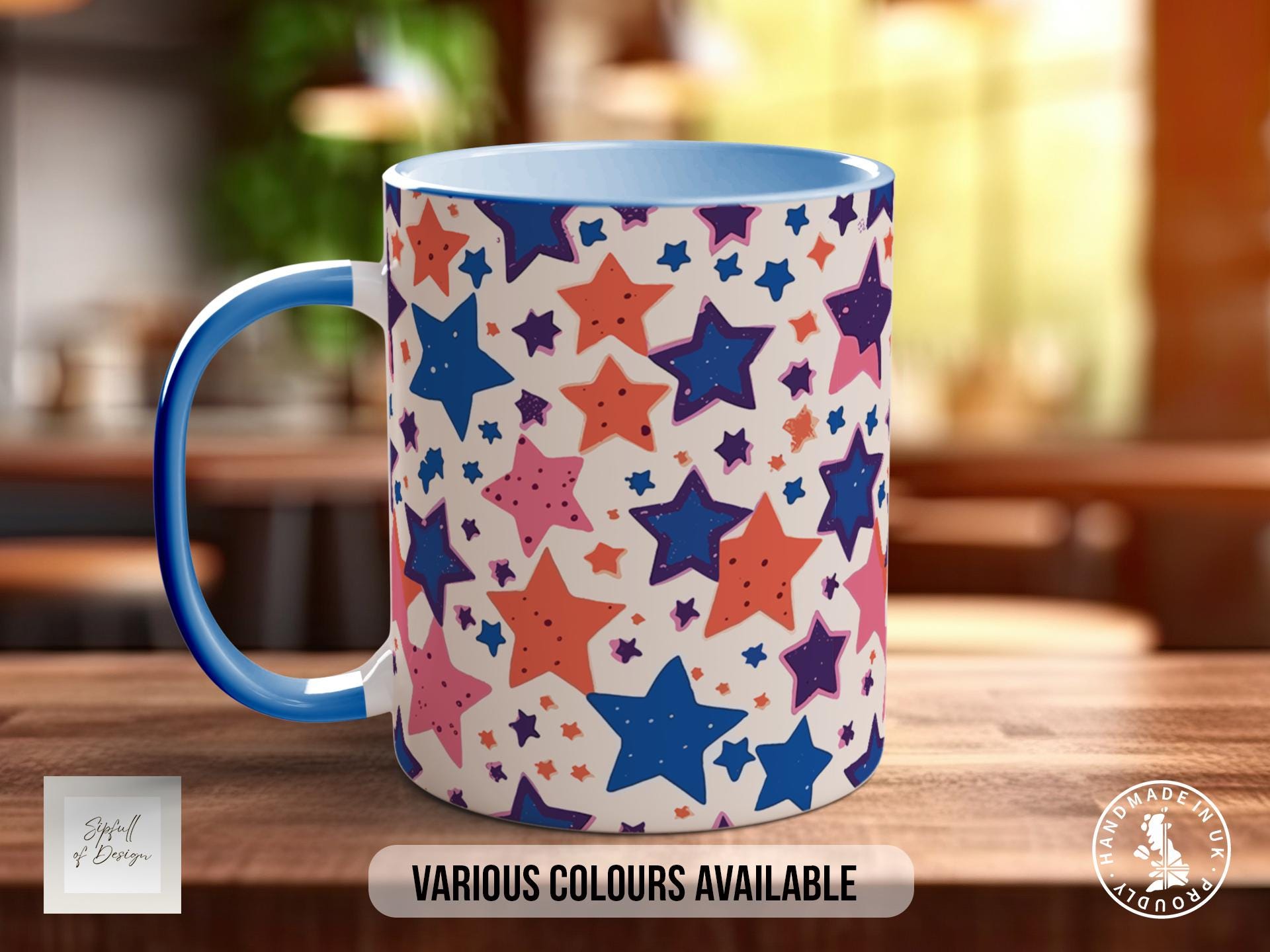 Colourful Stars Pattern Full Wrap Coloured Art Mug - Design 11