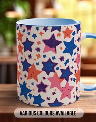 Colourful Stars Pattern Full Wrap Coloured Art Mug - Design 11 - Sipfull of Design