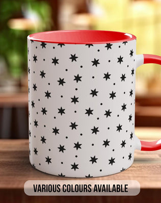 Black Stars & Dots Pattern Full Wrap Coloured Art Mug - Design 13 - Sipfull of Design