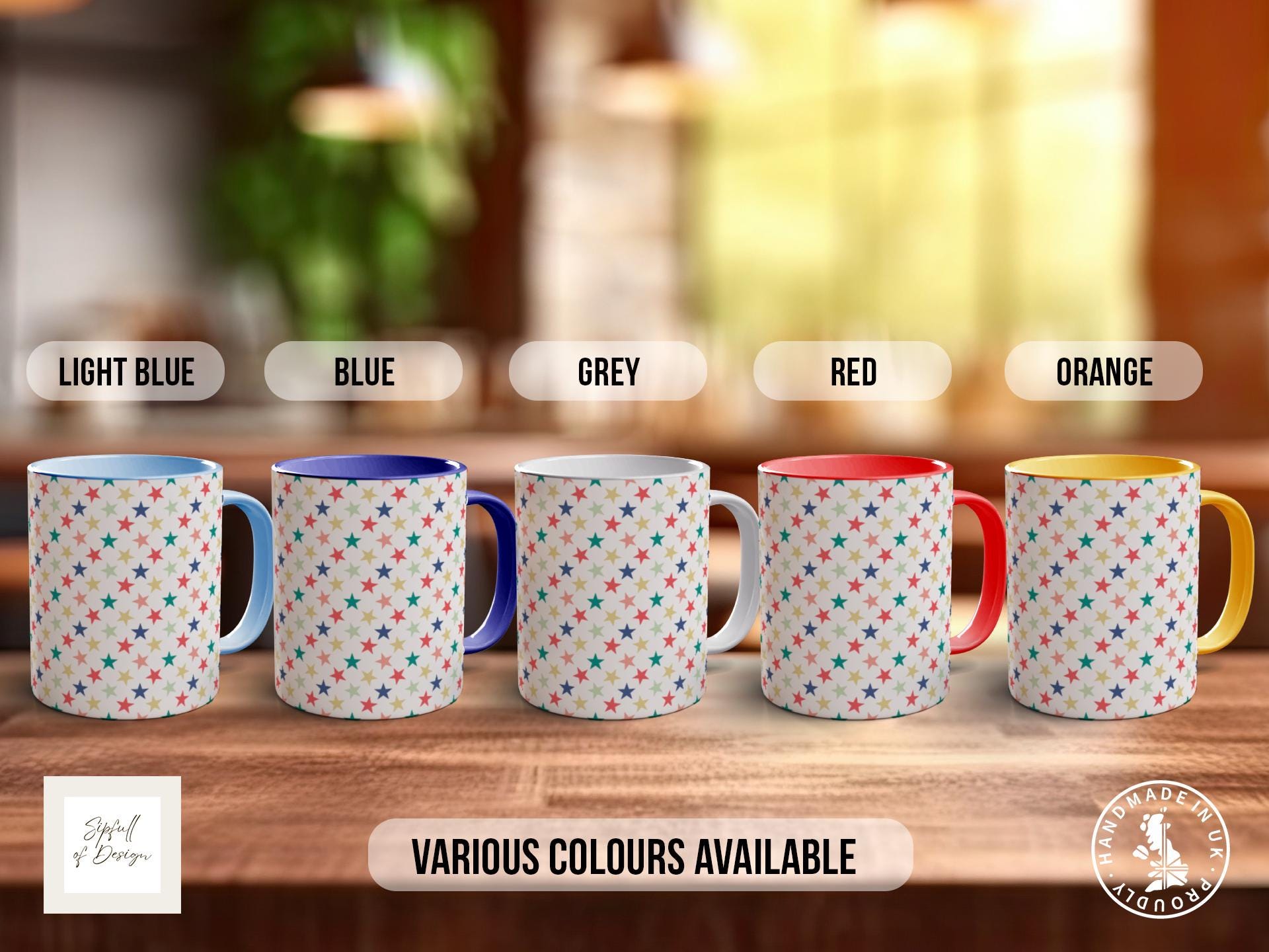 Multicoloured Star Pattern Full Wrap Coloured Art Mug - Design 15