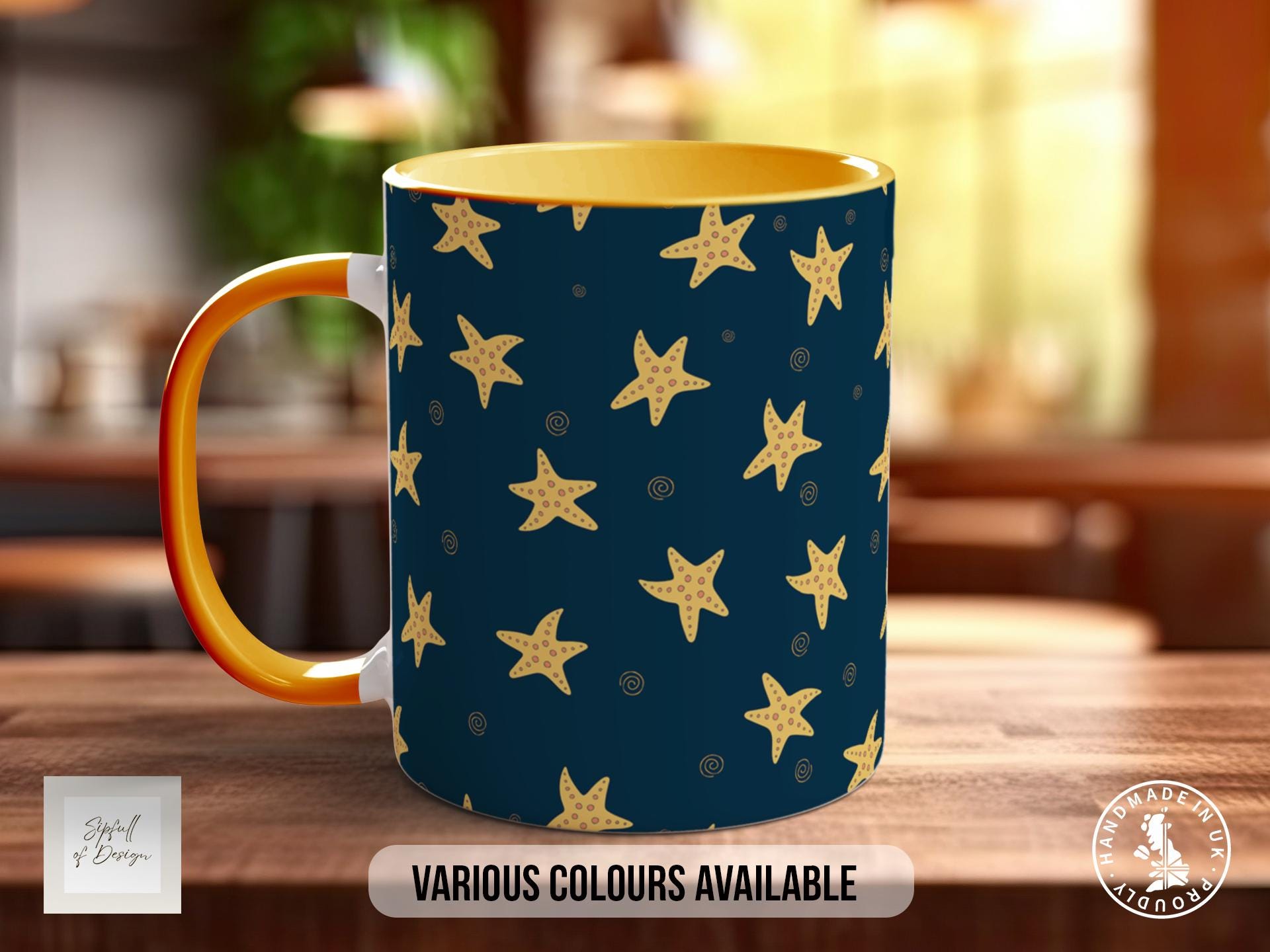 Starfish Star Pattern Full Wrap Coloured Art Mug - Design 17