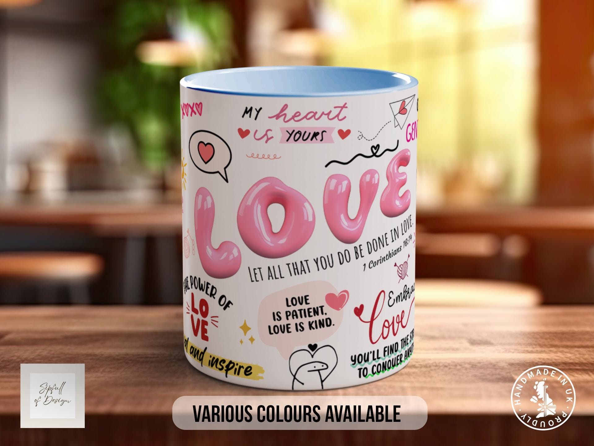 Love Mug, Motivational Coloured Mug, Uplifting Mug of Positivity, Inspirational Gift Idea
