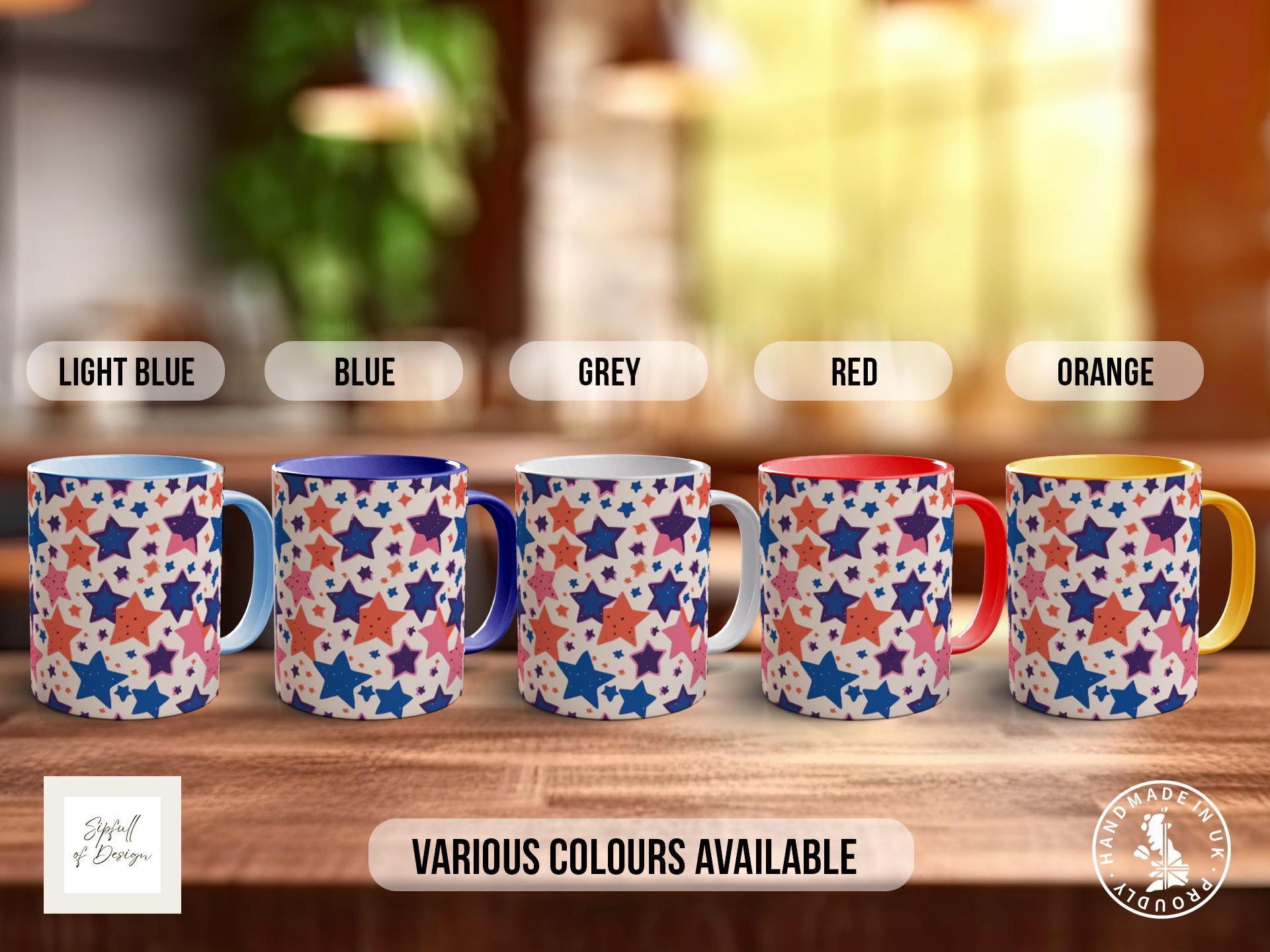 Colourful Stars Pattern Full Wrap Coloured Art Mug - Design 11 - Sipfull of Design