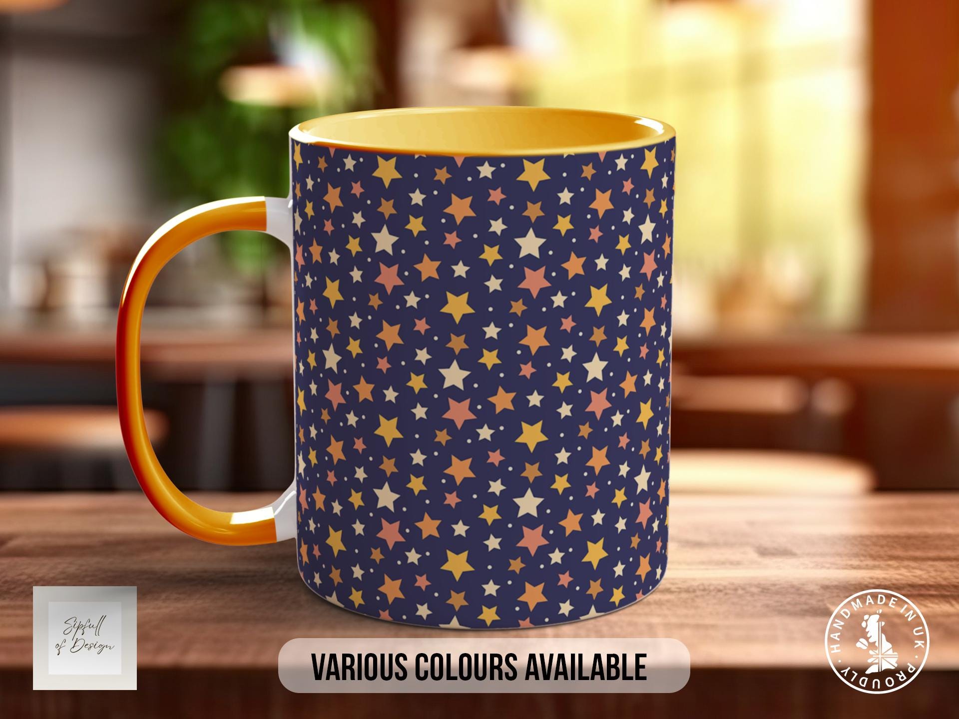 Night Sky Stars Pattern Full Wrap Coloured Art Mug - Design 12
