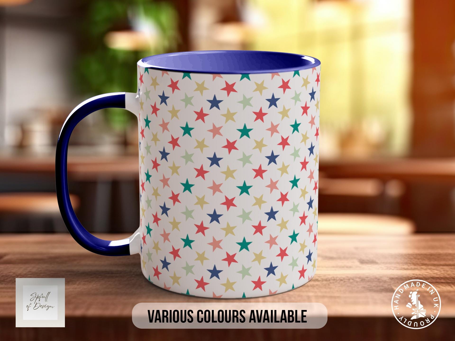 Multicoloured Star Pattern Full Wrap Coloured Art Mug - Design 15