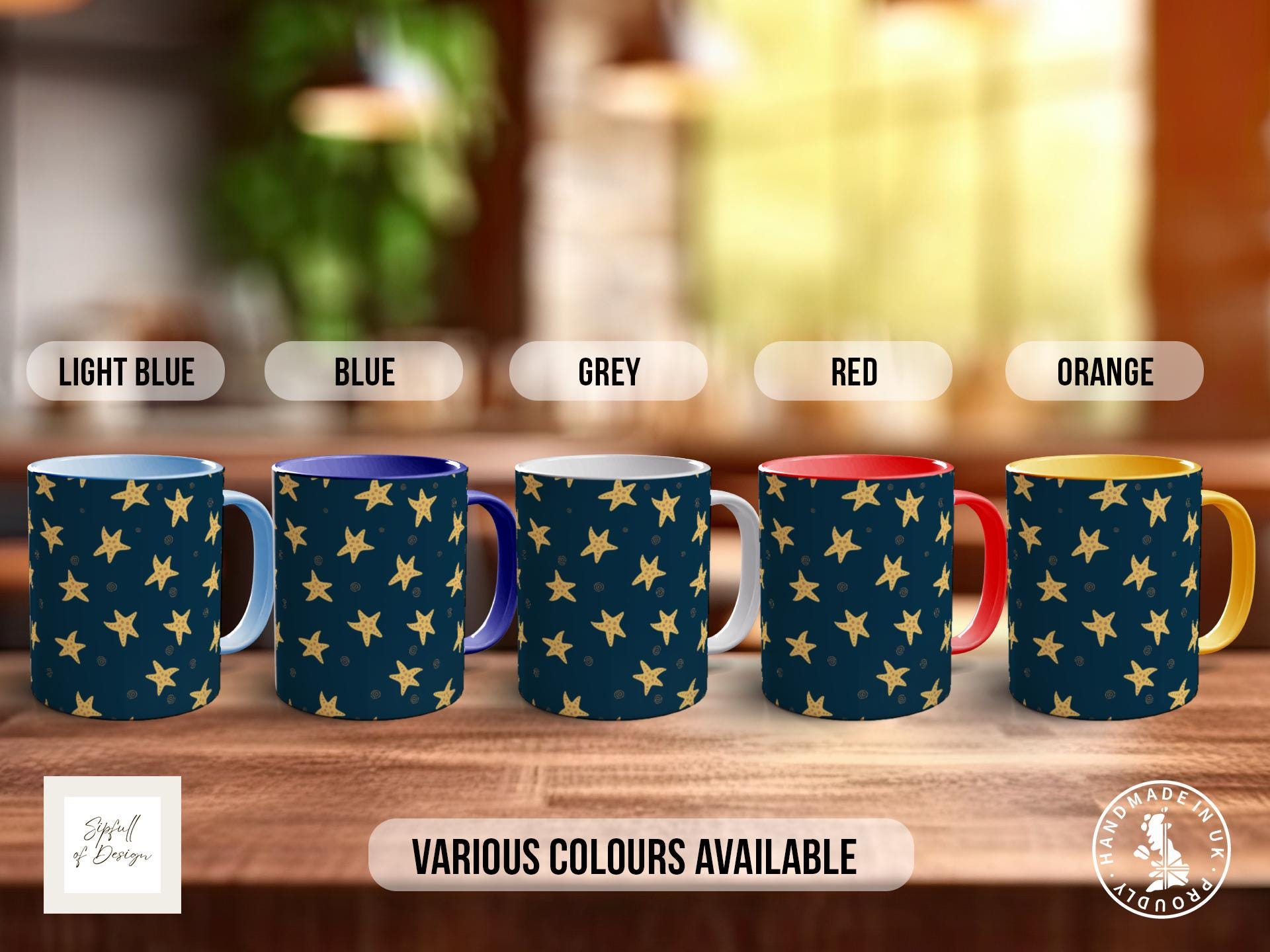 Starfish Star Pattern Full Wrap Coloured Art Mug - Design 17