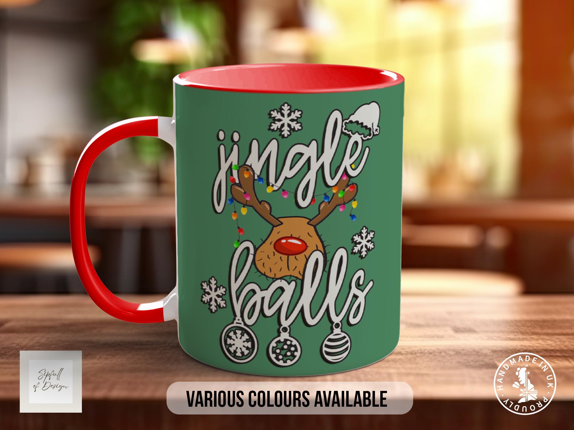 Jingle Balls Funny Christmas Mug – Naughty Holiday Gift for Him, Rude Secret Santa, Cheeky Festive Mug, Adult Xmas Gag Gift