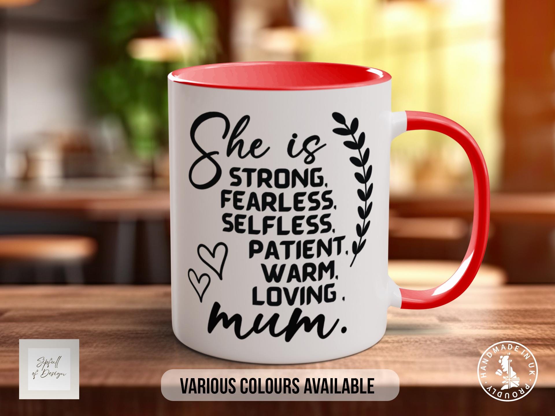 Strong Mum Mug, She is Strong Fearless Loving Mug, Mother’s Day Gift, Affirmation Coffee Cup, Gift for Mum from Daughter or Son