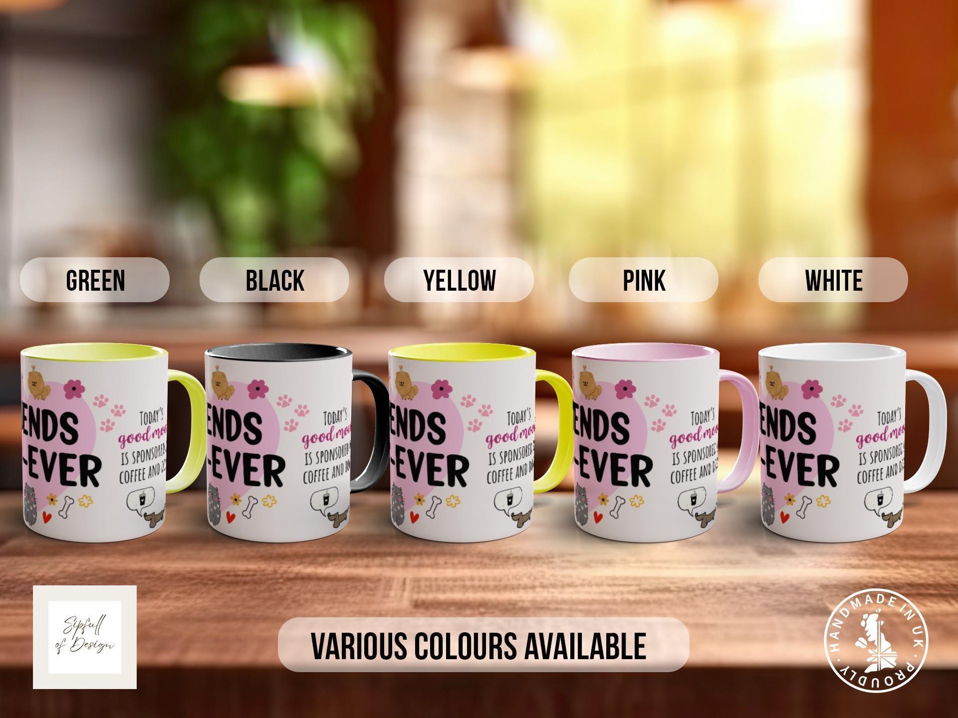 Friends Fur-Ever Dog Lover Mug – Cute Pet Gift for Animal Owners, Cat & Dog Mug, Paw Print Coffee Cup – Various Colours and Sizes - Sipfull of Design