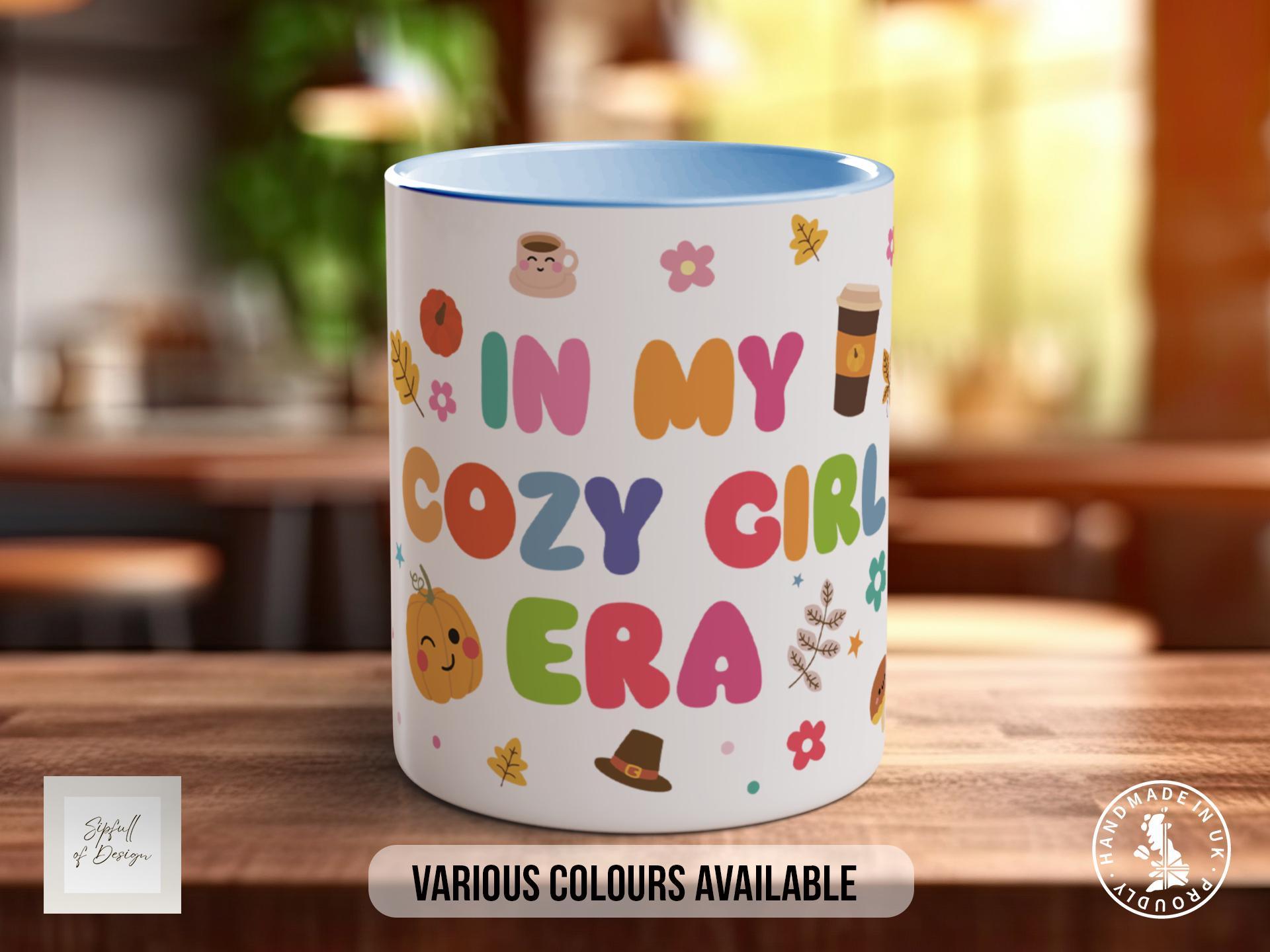 In My Cozy Girl Era Mug – Autumn Vibes Mug for Her – Pumpkin Spice Season Gift – Aesthetic Cozy Girl Mug – Colourful Autumn Mug - Sipfull of Design