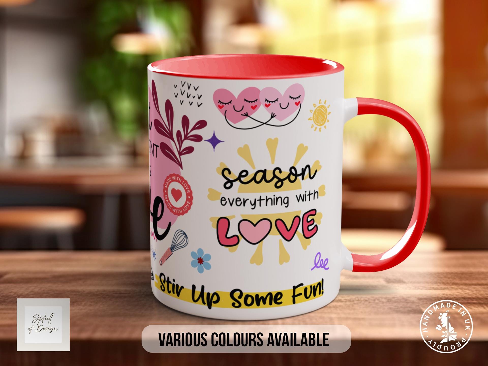 The Secret Ingredient is Always Love Mug – Colourful Cooking Quote Gift for Bakers, Chefs & Foodies – Handmade Ceramic Cup