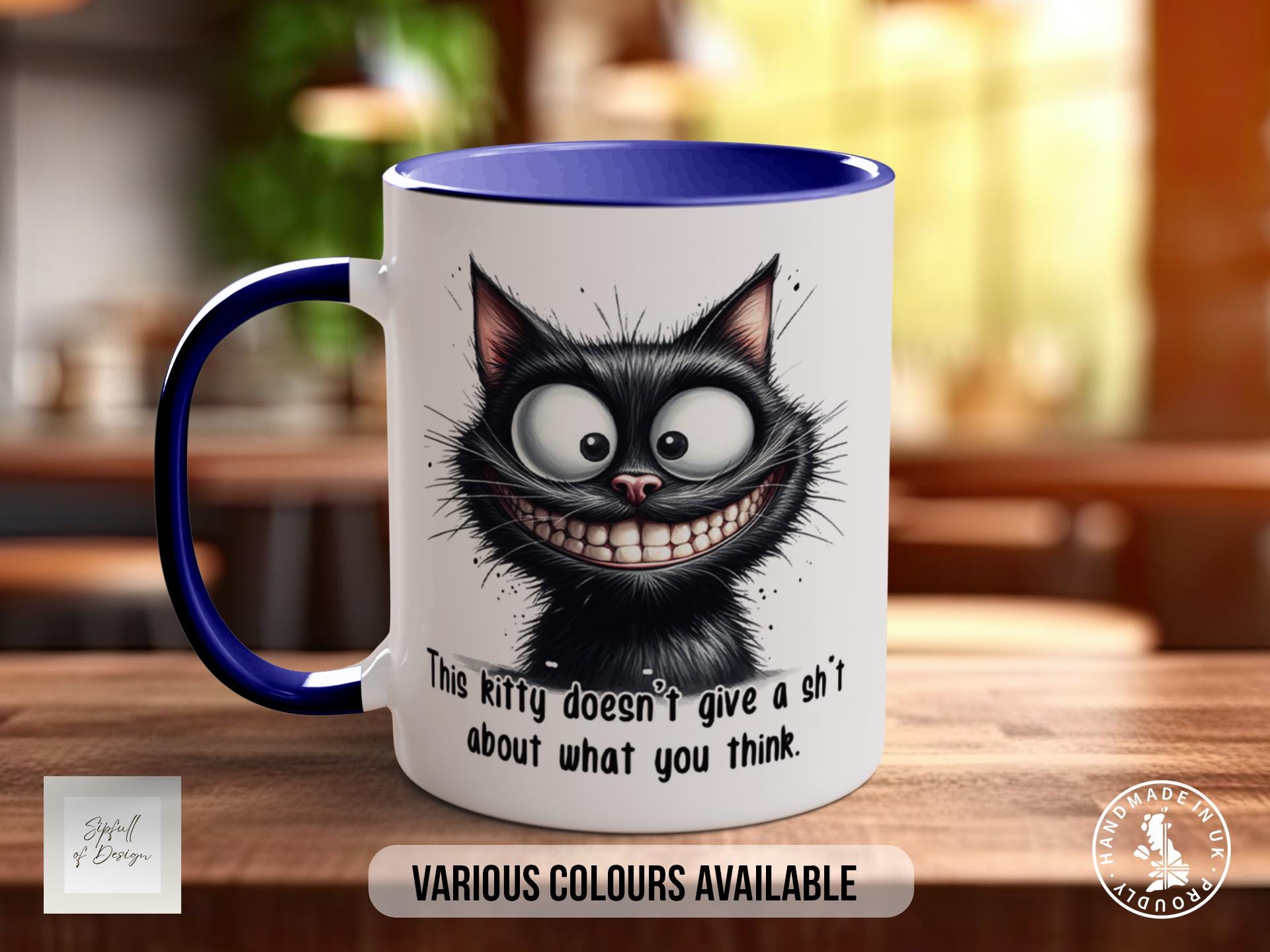 Funny Black Cat Mug – This Kitty Doesn’t Give a Sh*t – Sarcastic Cat Lover Gift – Grumpy Cat Coffee Mug – Sassy Animal Mug for Her or Him