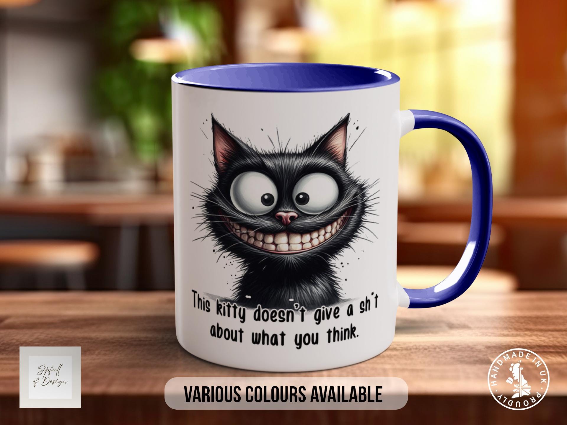 Funny Black Cat Mug – This Kitty Doesn’t Give a Sh*t – Sarcastic Cat Lover Gift – Grumpy Cat Coffee Mug – Sassy Animal Mug for Her or Him