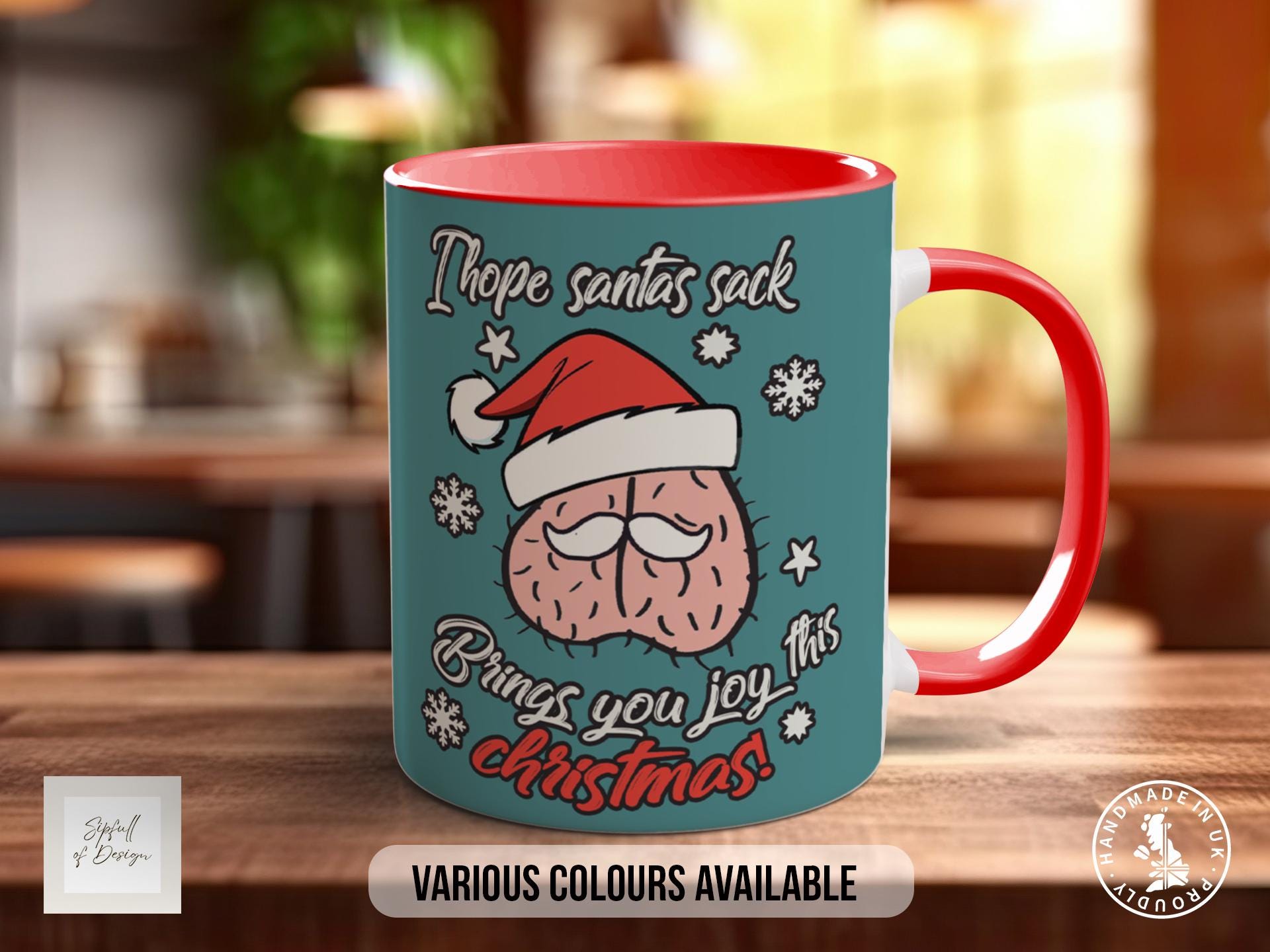 Funny Santa’s Sack Christmas Mug – Naughty Xmas Gift for Him, Rude Secret Santa, Funny Male Anatomy Mug, Cheeky Holiday Cup, Adult Humour