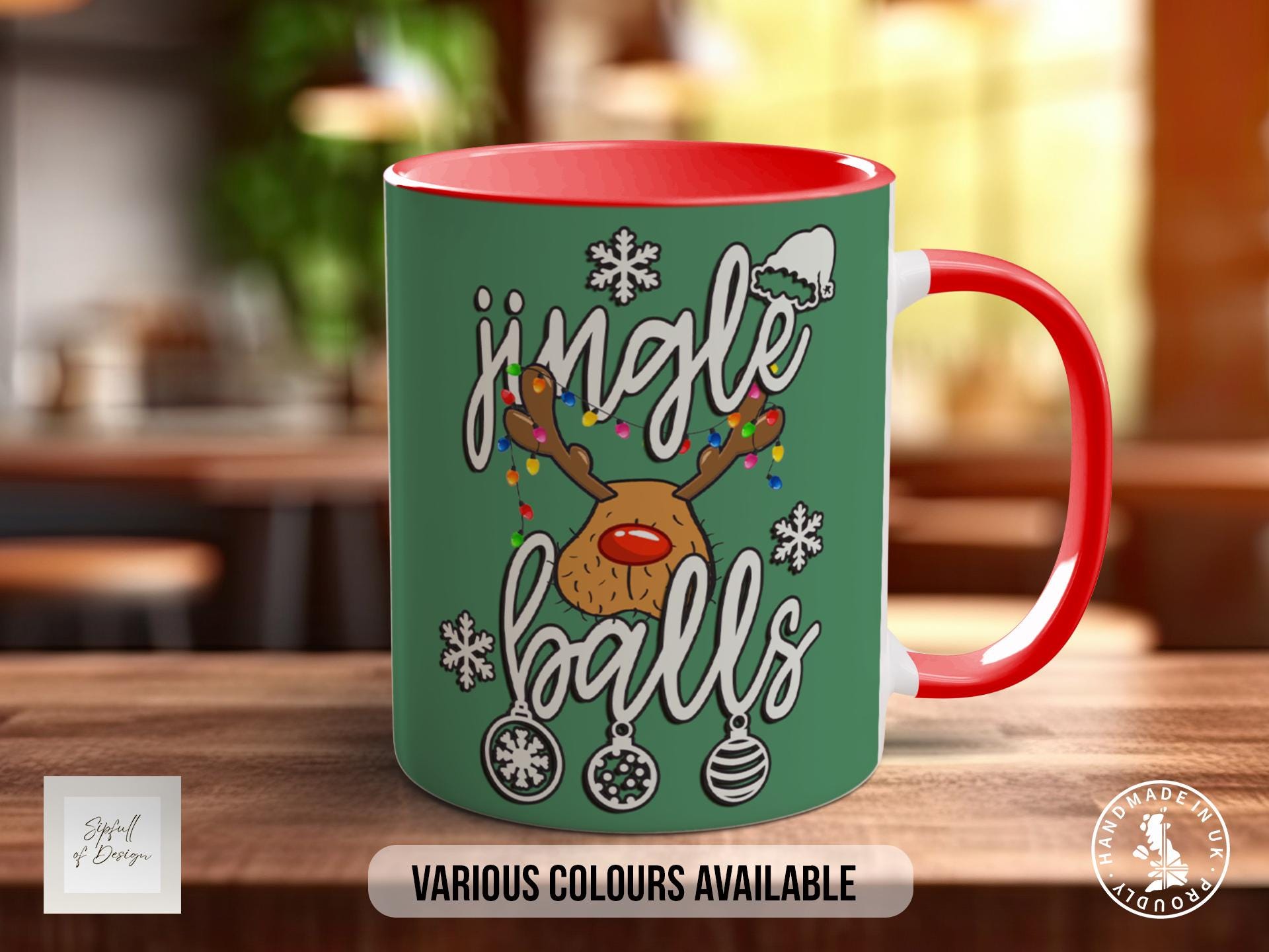 Jingle Balls Funny Christmas Mug – Naughty Holiday Gift for Him, Rude Secret Santa, Cheeky Festive Mug, Adult Xmas Gag Gift