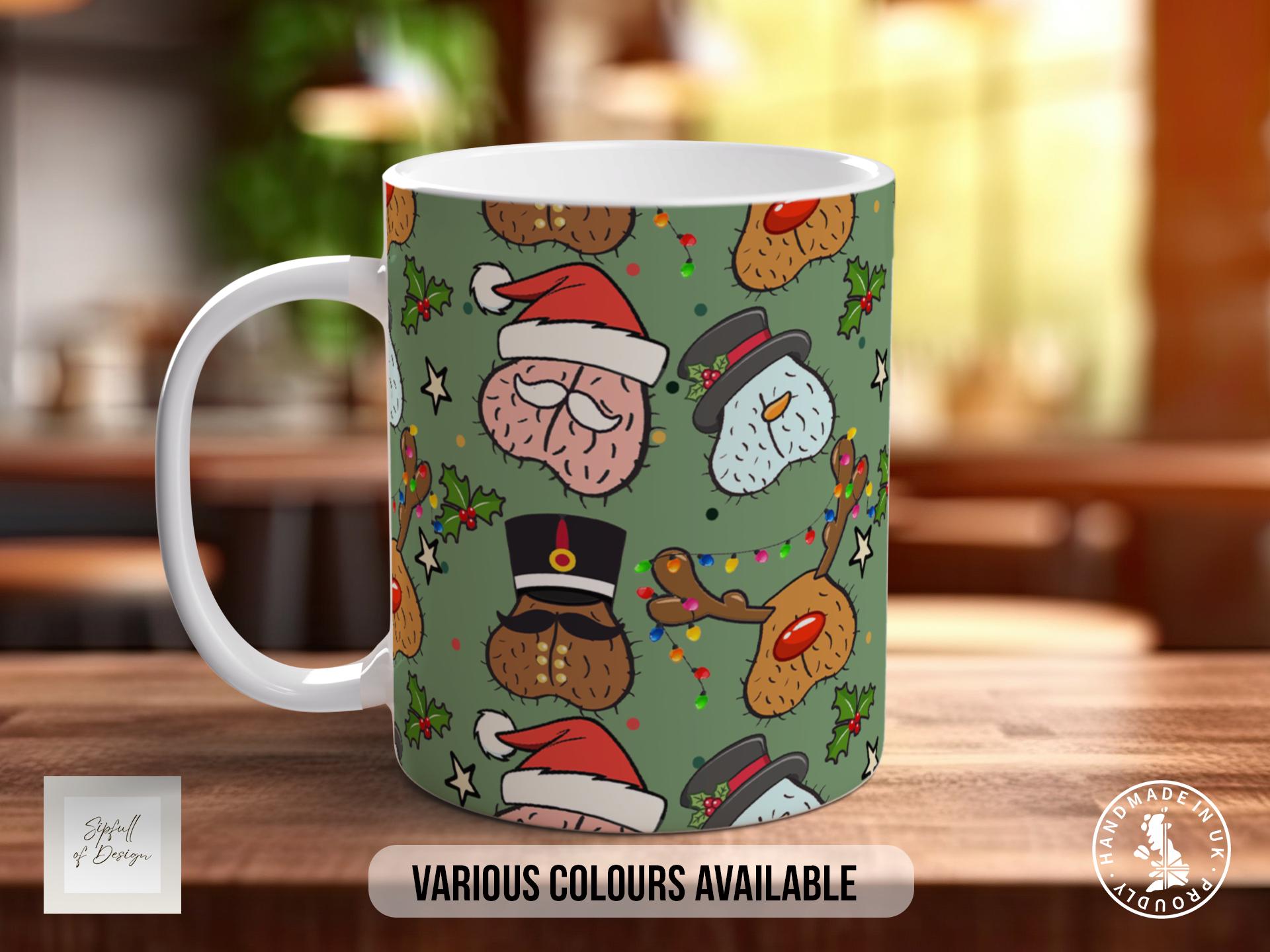 Jingle Lots of Balls Funny Christmas Mug – Rude Adult Xmas Gift, Naughty Mug for Him, Secret Santa Gag Gift, Cheeky Holiday Coffee Cup