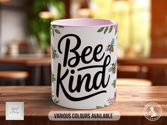 Bee Kind Mug – Cute Bee and Floral Mug with Honey Jar – Uplifting Gift for Bee Lovers – Spring Coffee Cup – Sipfull of Design - Sipfull of Design