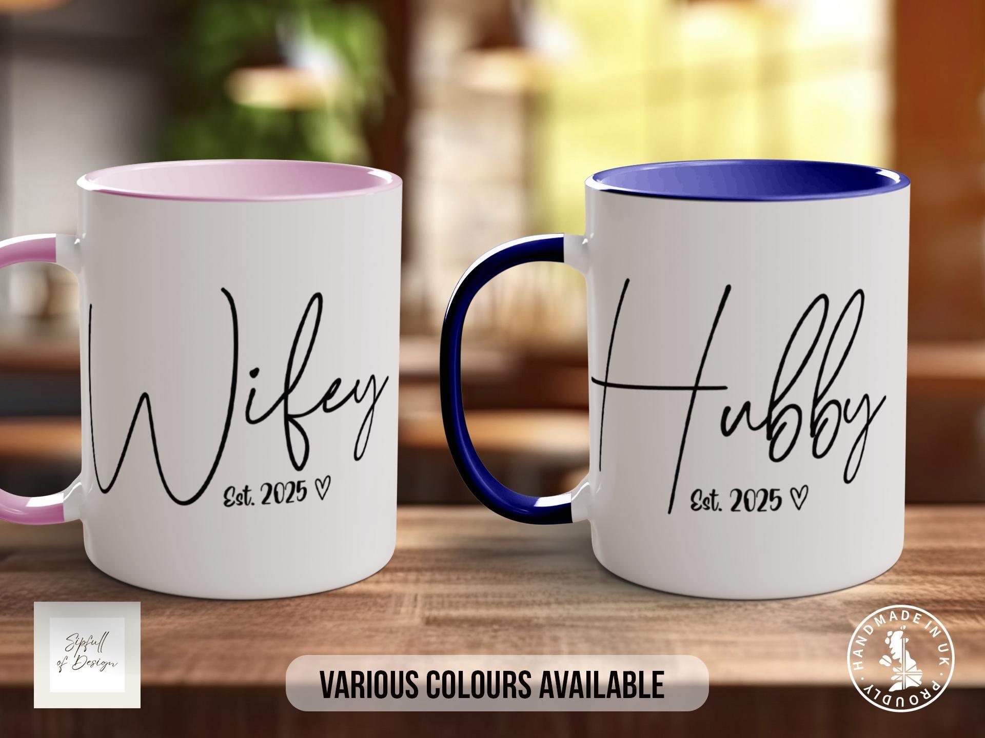 Wifey And Hubby Est 2025 Wedding Coloured Mug - Sipfull of Design