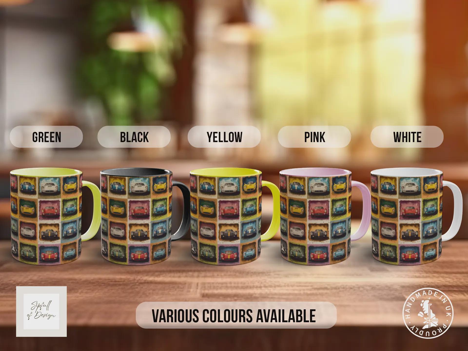 Old Racing Cars Mug – Retro Sports Car Collage – Classic Motorsport Gift – Vintage Automobile Design – Various Colours Available