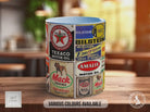 All Oils Vintage Mug – Retro Motor Oil & Garage Sign Collage – Classic Car Enthusiast Gift – Petrolhead Workshop Design – Various Colours