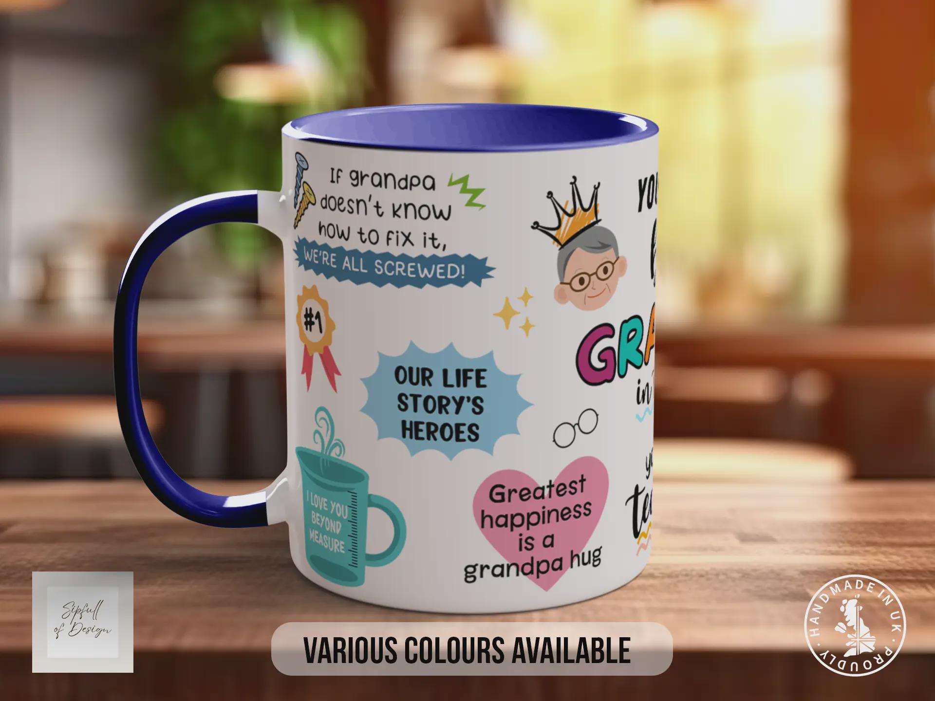 Best Grandpa Ever Mug – Funny Colourful Gift for Grandad – Heartfelt Present for Birthday, Father's Day or Just Because