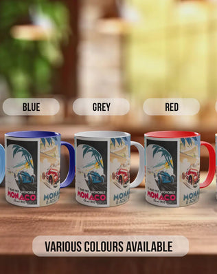 Monaco Grand Prix 1930s Vintage Mug – Classic Motorsport Poster Collage – Retro Racing Car Gift – Historic Formula 1 – Various Colours