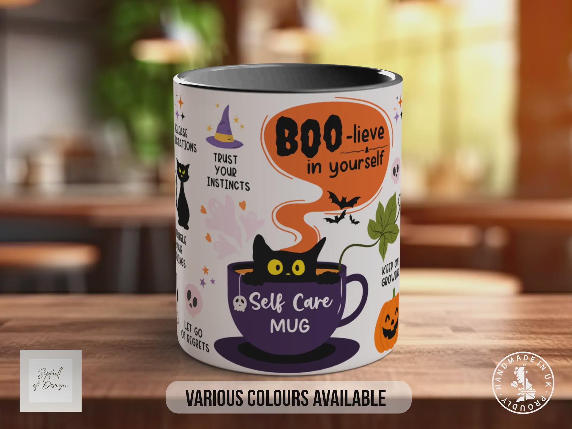 Halloween Self Care Mug – Boo-lieve in Yourself Positive Coffee Cup