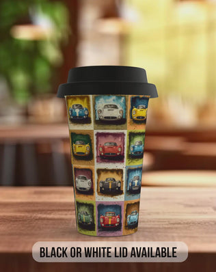 Speed Cars Travel Mug – Retro Motoring Double Insulated Coffee Cup
