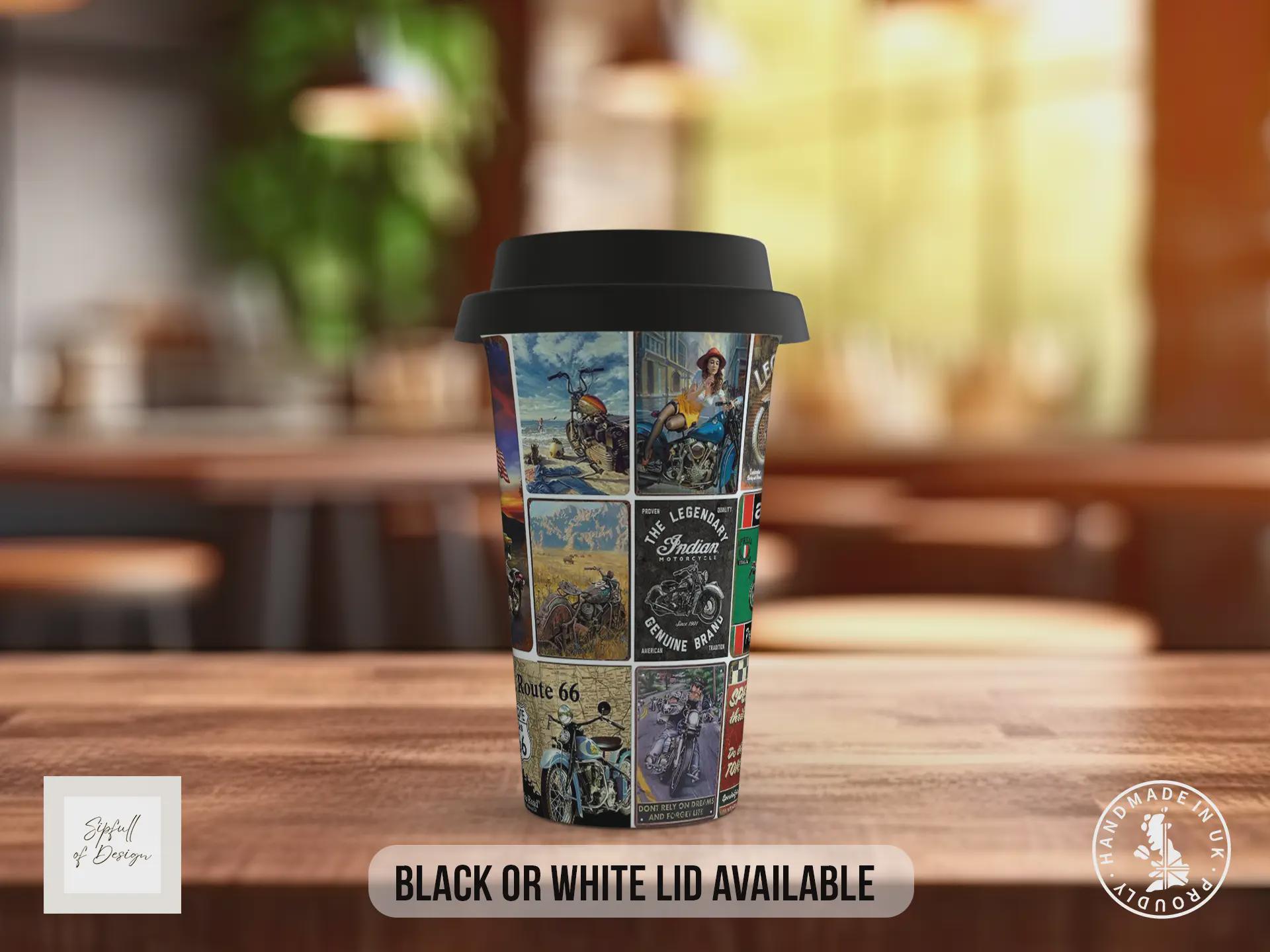 Motorcycle Route 66 Travel Mug – Retro Biker Legends Insulated Cup