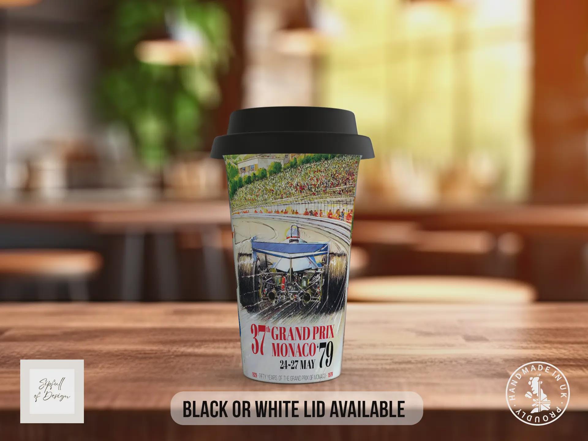 Monaco 70’s Grand Prix Travel Mug – Retro F1 Racing Insulated Cup