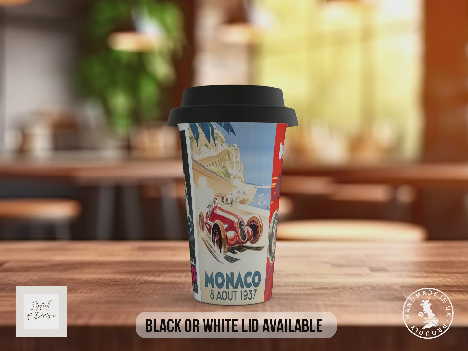 Monaco 30’s Grand Prix Travel Mug – Vintage Racing Poster Insulated Cup