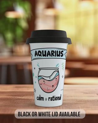 Aquarius Travel Mug – Zodiac Star Sign Insulated Coffee Cup Gift