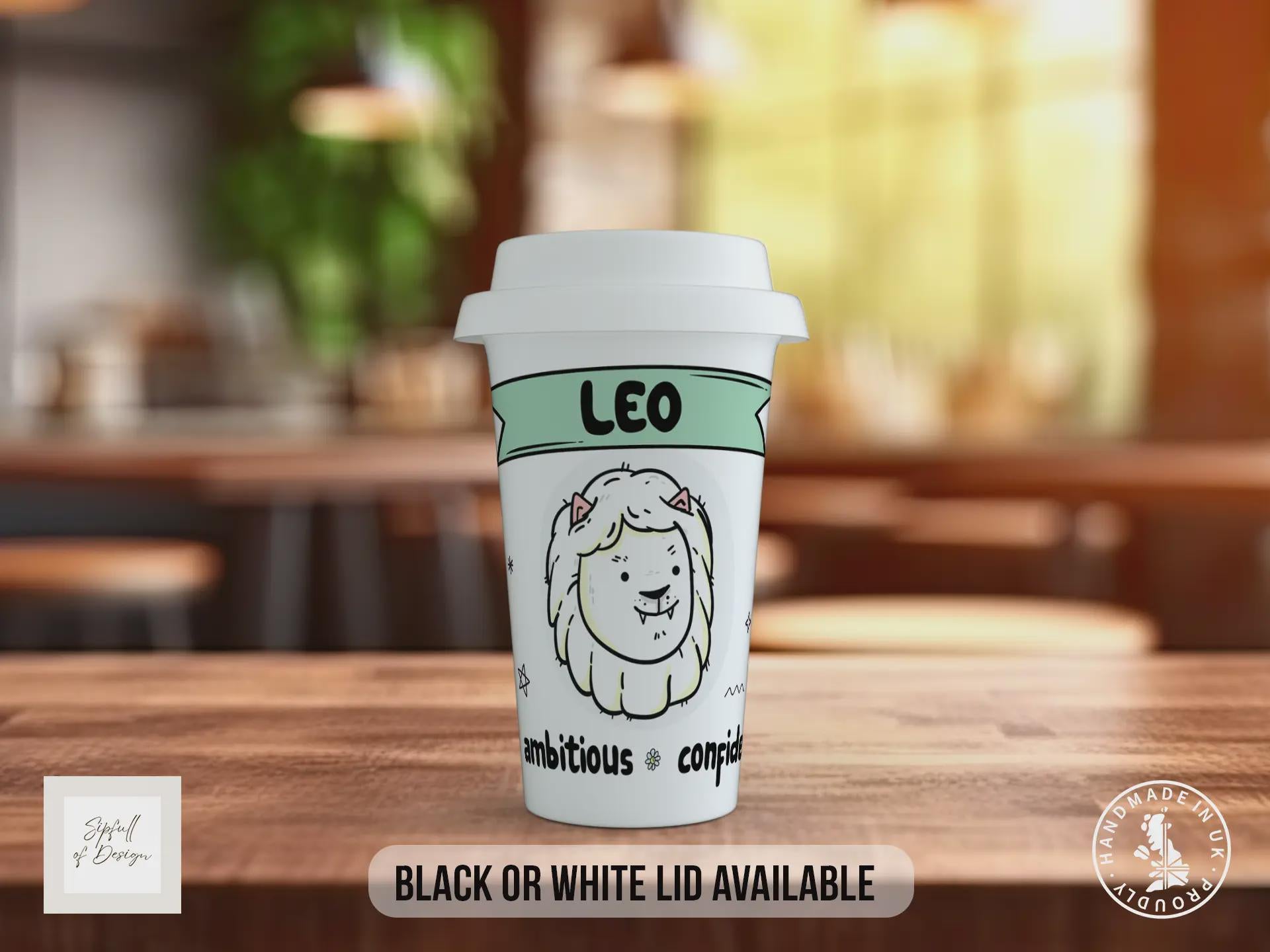 Leo Travel Mug – Zodiac Star Sign Insulated Coffee Cup Gift