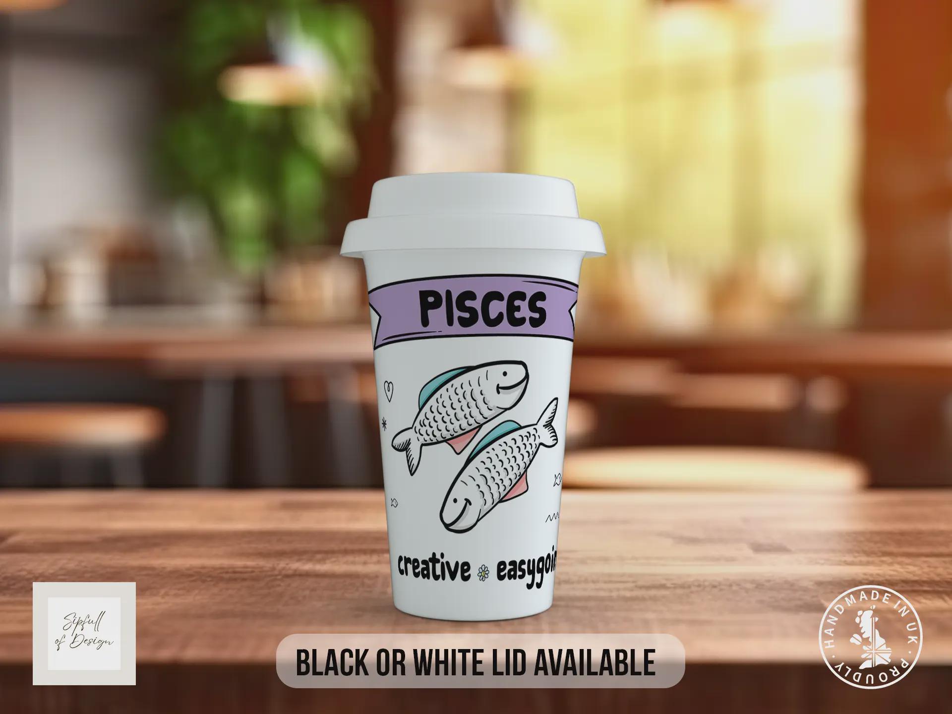 Pisces Travel Mug – Zodiac Star Sign Insulated Coffee Cup Gift